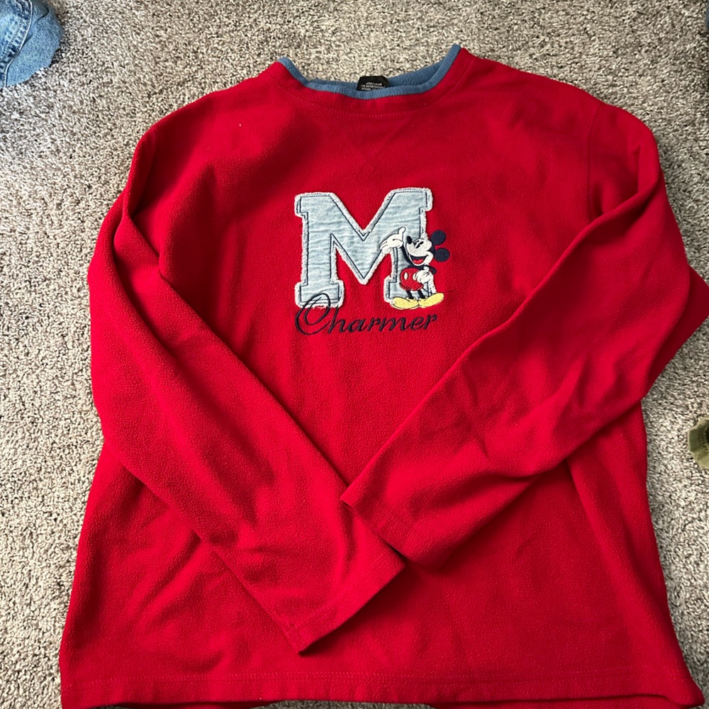Vintage red Disney Mickey flee pullover size M